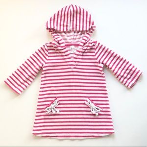 Pink Elephant striped terry coverup